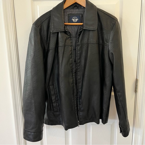 Dockers Other - Cozy Dockers Bomber Jacket Faux Leather Brown Quilted Lining Size L